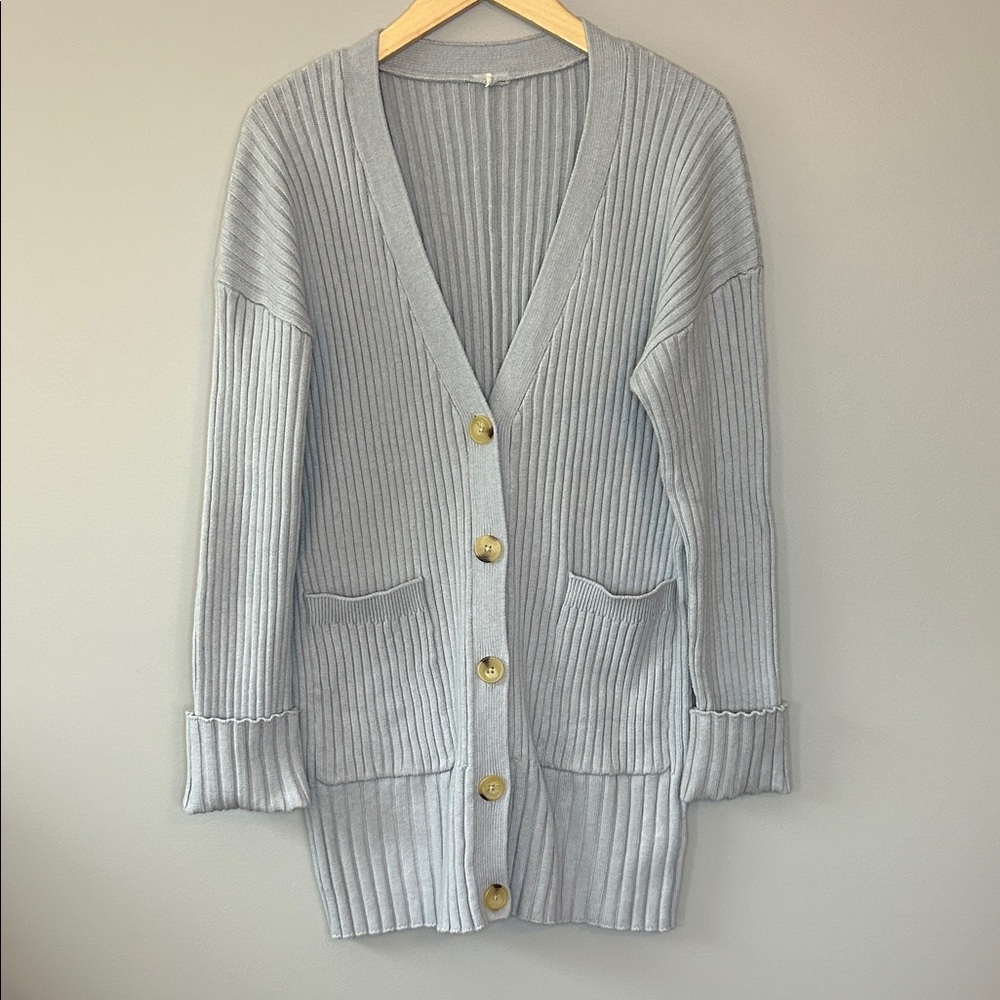 Calia Chunky Ribbed Long Cardigan Gray Size‎ Medium